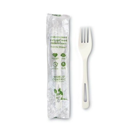 WORLD CENTRIC TPLA Compostable Cutlery, Fork, 6.3", White, PK750, 750PK FO-PS-I